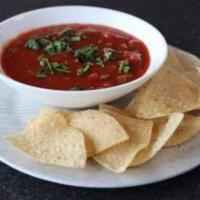 Chips And Apricot Salsa Small · Served with corn tortilla chips.