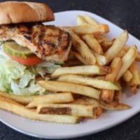 Lunch Grilled Chicken Sandwich · Served with natural-cut fries.