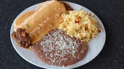 Lunch Jr. Burrito · Served with Santa Fe rice and refried beans.
