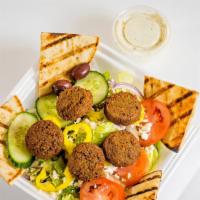 Falafel Salad · Greek salad with falafel.