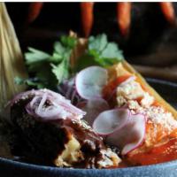 Tamales · pork/red sauce  -chicken /mole sauce
* Contain nuts