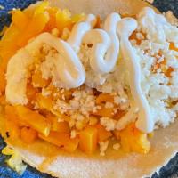 Butternut Squash Tacos Order · order of 3 tacos / Garnished with queso fresco - sour cream