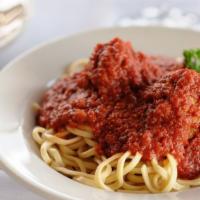 Spaghetti · Homemade spaghetti served with your choice of a signature Florentine sauce and topping