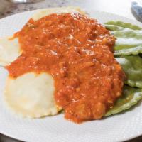 Ravioli · A hearty serving of four-cheese-and-spinach or beef ravioli served with your choice of a sig...