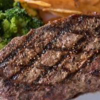 12 Oz Ny Strip Steak · USDA choice, lean and extra tender. Served with grilled garlic bread, plus your choice of tw...