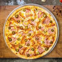 Spice Spice Hawaiian Pizza · Fresh pineapples, ham, mozzarella, spicy jalapenos and fresh pizza sauce with your choice of...