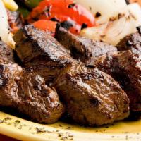 Steak Kabob Entree · Choice marinated steak tenderloin cubes chargrilled