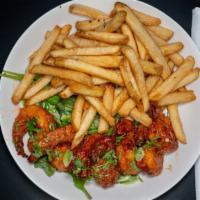 Buffalo Shrimp · Served with fries.