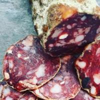 Stagberry Salame · Elk and pork salame with dried blueberries and New Day Craft dry mead. Ready to slice and eat.