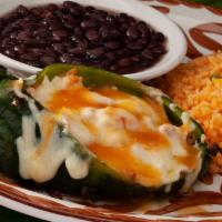 Stuffed Poblano · New. Spicy. A chile poblano stuffed the pepper with your choice of ground beef or grilled pi...