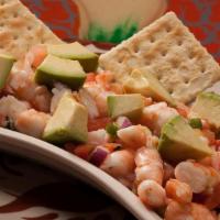 Orden De Ceviche · Spicy. Shrimp, onion, tomato, cilantro and jalapeño peppers, chopped and mixed with lime. Se...