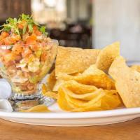 Seafood Campechana · Gluten-Free. Not so spicy. Mexican style street food dip, cajun shrimp,  jumbo lump crab,  f...
