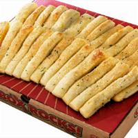 Party-Size Stix (28) · 110 cal/each, 3120 cal. Rocky's famous breadsticks. Includes 3 marinara cups: 75 cal., 2 nac...