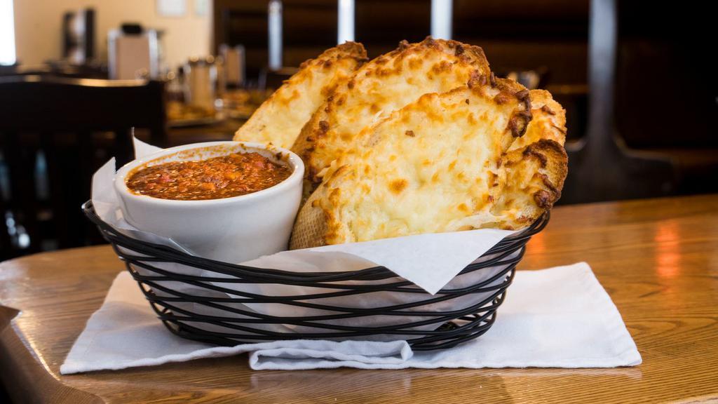 Garlic Cheese Bread Basket · Side of sauce: meat, alfredo, or pizza sauce $2.99extra ea