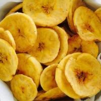 Platano Chips · Plantain chips w/dipping sauce. Vegan option without dipping sauce.