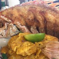 Chillo Frito · Fried whole Red Snapper fish.