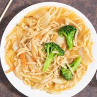 Vegetable Lo Mein · Soft noodle stir-fried with broccoli, peapods, and cabbage.