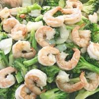 Shrimp With Broccoli · Favorite. Shrimp sautéed with broccoli and Spanish onion.
