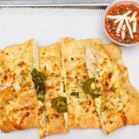 Stuffed Jalapeno  Cheese Bread Sticks · Bread Sticks Made Out of Pizza Dough , Stuffed With Mozzarella Cheese and Jalapeno, Side of ...