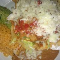 Taco Salad · Crispy flour shell filled with ground beef or chicken, lettuce, cheese, and tomato with a si...