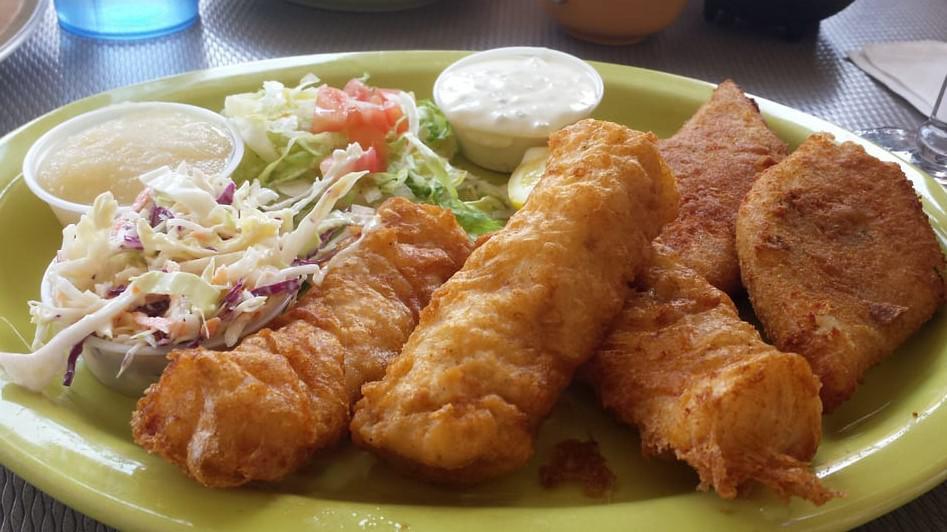 Friday Fish Fry · North Atlantic Cod served with choice of potato pancakes or fries, tartar sauce and coleslaw.