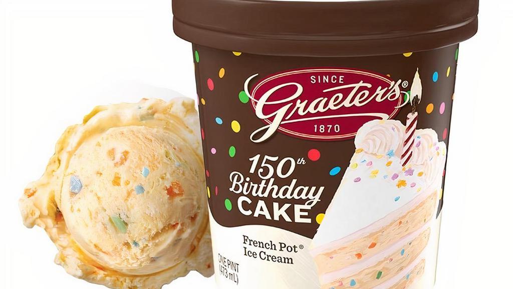 Birthday Cake - Pint · Yellow cake flavored ice cream loaded with white cake pieces and colorful sprinkles.  A celebration in a pint for our 150th anniversary season!