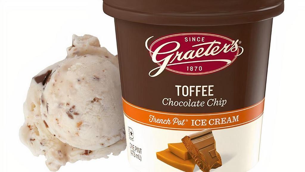 Toffee Chocolate Chip - Pint · We start with our classic vanilla ice cream, mix in crunchy pieces of genuine Heath brand toffee candy, and then perfect it with our gourmet milk chocolate chips.