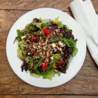 Mediterranean Salad · Quinoa, cucumbers, olives, tomatoes, green beans, feta, almonds, artisan greens, lemon vinai...