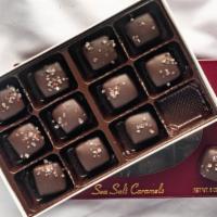 Dark Chocolate Sea Salt Caramels · A fan favorite!! A 6 oz. Box of our bite-sized caramels, enrobed in premium chocolate, and t...