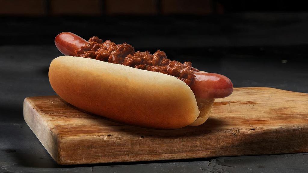 Chili Dog · Hot dog topped with Nathan's Chili without beans.