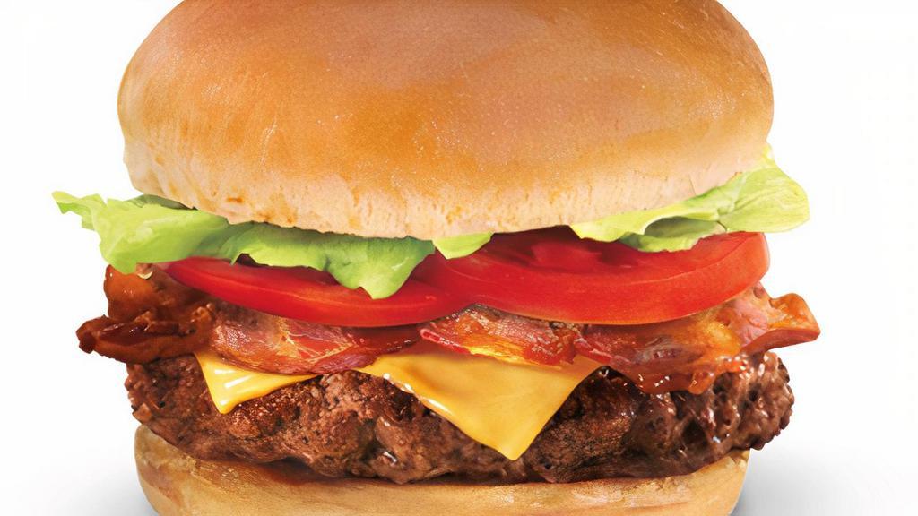 Bacon Cheeseburger · ¼ lb. of fresh beef with melted cheese, 2 slices of bacon, Mayo, pickle, lettuce, and tomato