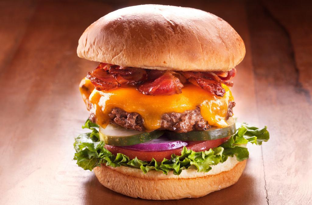 Char - Grilled Gourmet Burger · No growth hormones or antibiotics ever in our proprietary blend of fresh, never frozen all natural prime ground beef.
