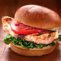 Char - Grilled Chicken Breast · With lettuce, tomato, and mayo on a toasted brioche bun.