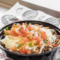 Taco Stand Bowl · A bowl full of our delicious rice, beans, choice of meat, cheese, pico de gallo and a 2oz si...