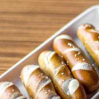 Fresh Baked Pretzels · Baked pretzels served with beer cheese.