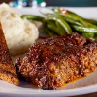 Chipotle Meatloaf · Mashed potatoes, green beans, jalapeño toast.
