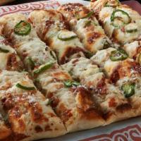 Jalapeño Popper Bread · Fresh baked bread with our garlic cheese dip spread and topped with fresh jalapeños, crispy ...