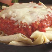 Mostaccioli · Penne noodles in our own pasta sauce! Covered with melted Mozzarella Cheese & baked to perfe...