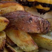 Potato Wedges · Baked- skin on- butter-herbs- parmesan - gluten free * add wedges to sandwich - or small sid...