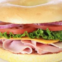 Ham Sandwich · Includes lettuce, tomato, onion, mayo, mustard, pickle on side. Add cheese or cream cheese f...