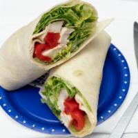 Chicken Chipotle Wrap · Chicken breast, roasted red peppers, cheddar cheese, lettuce & chipotle ranch dressing.