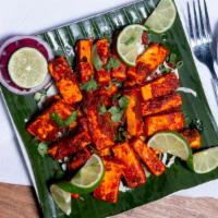 65 (Cs) · Deep-fried baby corn, gobi, or paneer marinated in spicy batter and deep-fried.