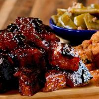 Burnt End Brisket Dinner · Served with two sides and roll.