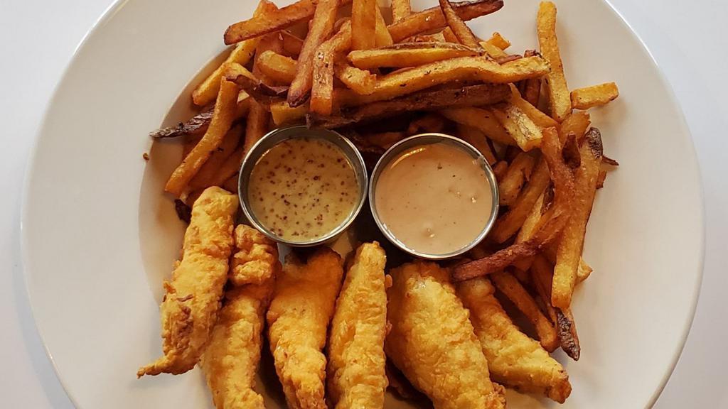 Chicken Fingers · #Trending. With fries or hush
puppies, served with house and honey mustard sauces.