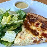 Tomato & Goat Cheese Quiche · Quiche with eggs, cream, tomatoes, goat cheese, and honey. Vegetarian.