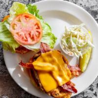 Traditional · Breaded or grilled, american cheese, lettuce, tomato, bacon, mayo
