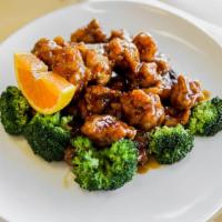 Orange Chicken · Hot and spicy. Chicken chunks, battered, deep-fried than glazed with orange peels in a tangy...