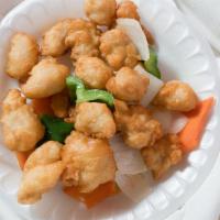 Sweet & Sour Chicken · Deep-fried breaded chicken, onion, carrots, green pepper with sweet and sour sauce.