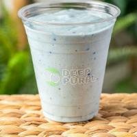 Deep Blue Smoothie · Blue spirulina, bananas, organic honey and coconut milk.