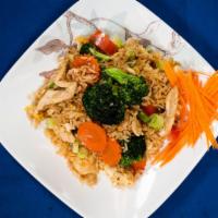 Thai Fried Rice · Sauteed your choice of meat with tomato, and onion in sweet broccoli and sauce.